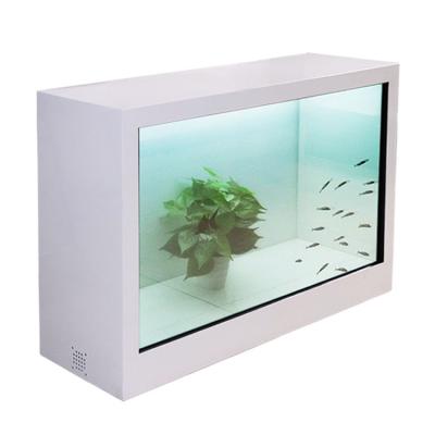 China 55 Inch Indoor Clear Transparent LCD Display Showcase Box Digital Signage Advertising Display for sale