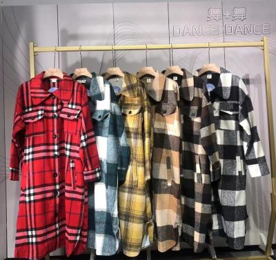 China DTEPS 2021 PSCH060468 PSCH060468 Anti-Static PRETTY Women Plaid Shirt Dress Plaid Casual Dress With Pocket for sale