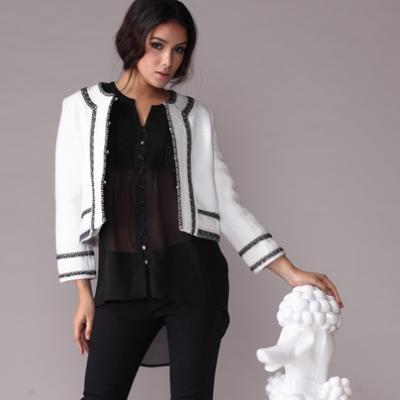 China Pretty Steps Stylish White Color Jacket 2020 New Fashion Design Breathable Jacket For Ladies for sale