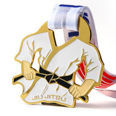 China Free Custom Souvenir Design Metal Sports Judo Champion Award Medal With Ribbon for sale