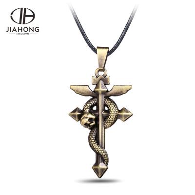 China Rewards Fullmetal Alchemist Movie Snake Metal Alloy Cross Necklace for sale