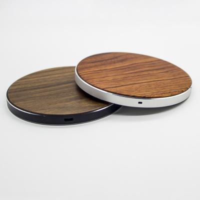 China High Quality Cherry Wood 10W Qi Fast Charging Cell Phone Wireless Charger For Mobile Phones for sale