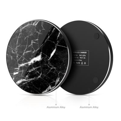 China Universal Real Round Natural Marble Stone 10W Mobile Phone QI Fast Wireless Charger For Mobile Phones for sale