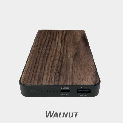 China 2020 Innovative New Products Innovative 10000mAh USB-C Super Fast Support Charging Charging Power Autige Wooden Wireless Bank for sale