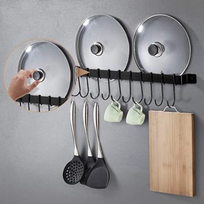 China Heavy Duty Aluminum Rail Wall Rack Hanger Steel Kitchen Organizer Storage Hook Holder 5 Shelf Hooks Industrial for sale