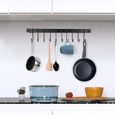 China Sustainable Steel Hangs Hook Wall Mounted Metal Powder Storage Organizer Hanger Hook Kitchen Heavy Duty Rail Coating Rack for sale