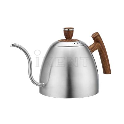 China WITH V60 Wooden Gooseneck LID Stainless Steel Bartender Coffee Kettle Drip Pot Hand Coffee Narrow Spout Pour Over Tea Kettle Pot for sale