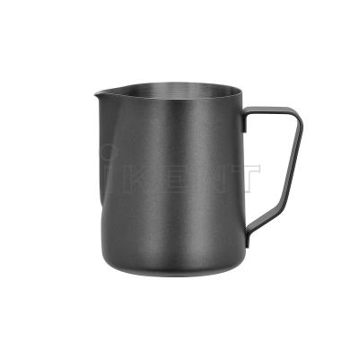 China Viable Bartender Tool Coffee Milk Steaming Frothing Pitcher Black Latte Art Espresso Stainless Steel Milk Jug Frothing Pitcher for sale