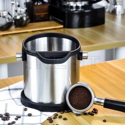 China Stainless Steel Viable Silicone Round Breville DeLonghi Espresso Knock Box Coffee Grounds Box Trash Can Grinder Amazon Coffee Knock Box for sale