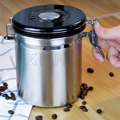 China Viable Customize Airtight Sealed Espresso Bean Containers Coffee Canister Scoop Stainless Steel Food Tea Sugar Coffee Bean CO2 Storage Containers for sale