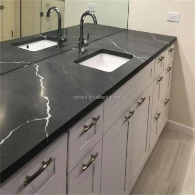 China Modern Kitchen Artificial Quartz Marble Stone Benchtop Black Calacatta Vanity Quartz Countertop Island Workt Countertop Quartz for sale