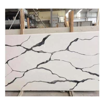 China Modern 2022 new arrival low moq inkwash drawing white quartz stone slab kitchen countertop for sale