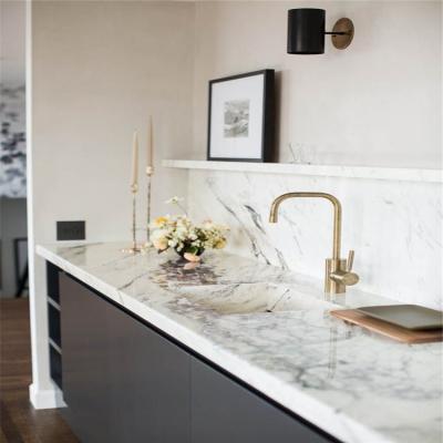 China Modern Marble natural color quartz countertops table tops calacatta white quartz stone for sale