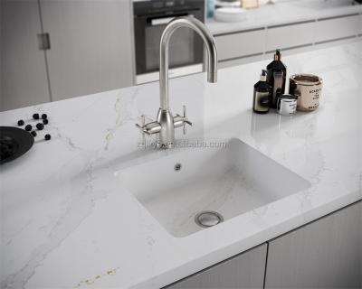 China Modern Factory Price Polished Easy Edge White Marble Like Artificial Quartz Stone Countertops for sale