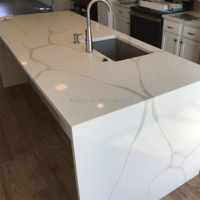 China Modern Prefab Island Pre Cut Custom Cuarzos Quartz Slabs Kitchen Tops Quartz Countertop for sale