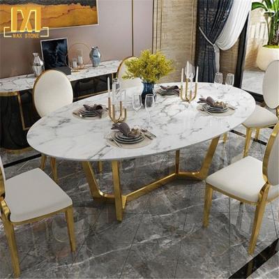 China Modern White Modern Kitchen Design Quartz Stone marble dining table set marble top dining table set for sale