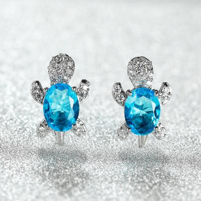 China FASHIONABLE factory direct sales color rhinestone earrings Zircon stud earrings sea turtle earrings women fashion jewelry for sale