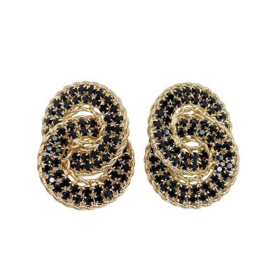 China TRENDY Statement Earrings Large Rhinestone Stud Earrings Spiral C Shape Oversized Rhinestone Earrings As Women Gift for sale