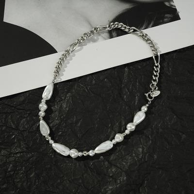 China Retro Hip Hop Pearl Necklace Women Trendy Irregular Freshwater Pearl Necklace Trendy Real Pearl Necklace for sale