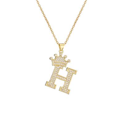 China FASHIONABLE Hot-selling Cuban Women Full Diamond Zircon Alphabet Letter Necklace Alphabet Necklace for sale