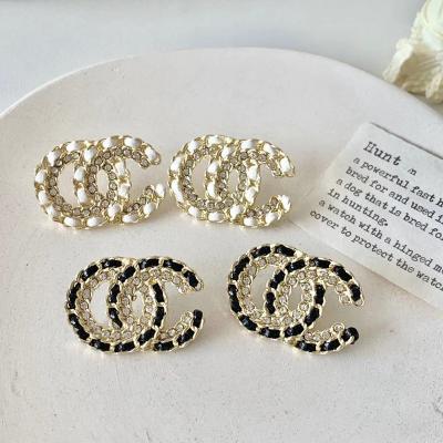 China Wholesale FASHIONABLE Rhinestones Double C Earrings designer luxury inspired cc letter earrings for women for sale