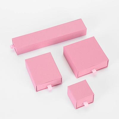 China Custom Logo Pink Jewelry Box Necklace Bracelet Jewelry Box Earring High Quality Kraft Paper Wholesale Cardboard Jewelry Boxes for sale