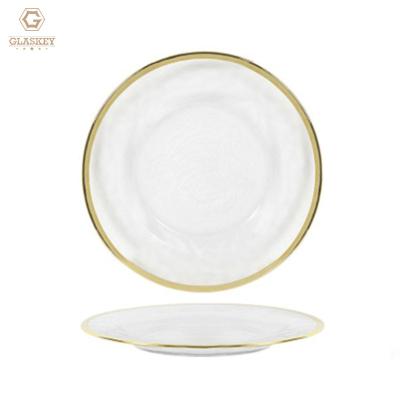 China Gold Rim Glass Bowl Glazed Glass Dish Disposable Salad Bowl Dessert Dish Shot Western Dish for sale