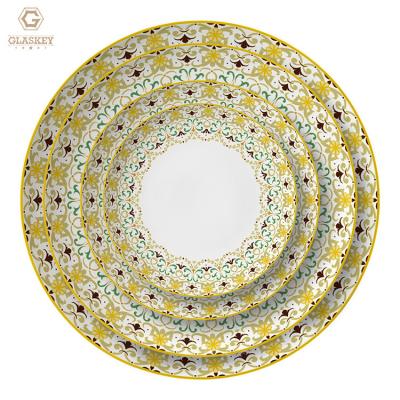 China Wholesale Price Disposable Modern Flower Pattern Restaurant Hotel Dish Salad Steak Dishes for sale