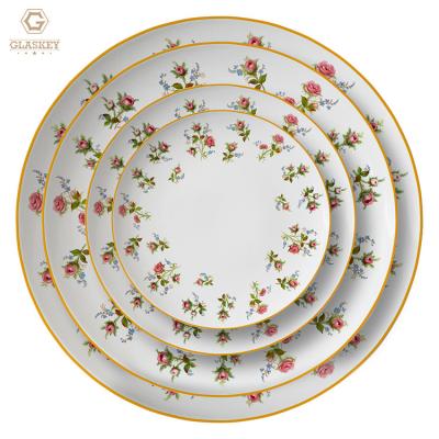 China Disposable Japanese And Korean Breakfast Plates Salad Bar Serving Set Round Ceramic Flatware Dishes for sale