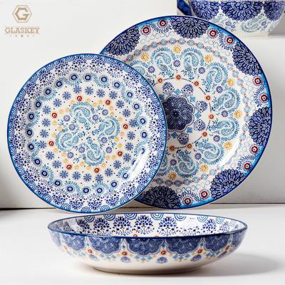 China Viable Wholesale Luxury Japanese Style Rock Flower Porcelain Dinner Set Tableware for sale