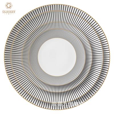 China China Wholesale Disposable Ceramic Charger Plate Gold Rim Flat Dishes And Dishes Around Dishes for sale