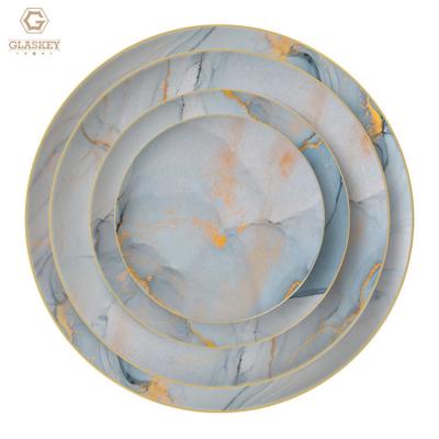 China Homewares Disposable Steak Pasta Dish Dessert Plates European Style Marbled Western Style Set for sale