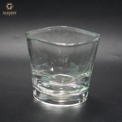 China Whiskey Daily Glass Cups Square Shape Kitchen Drinkware Short Fashioned Short Drinking Glass for sale