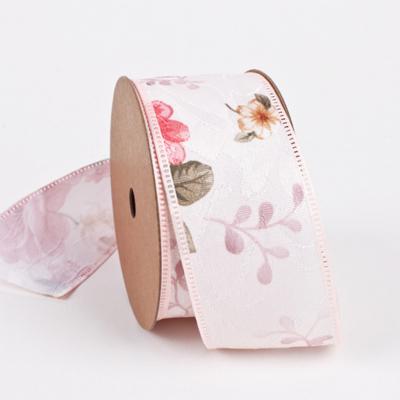 China 10 Yrds Viable/Roll Floral Printing Ribbons For Gift Cake Flower Wrapping Wedding Christmas Party Decoration Ribbon DIY Accessories for sale