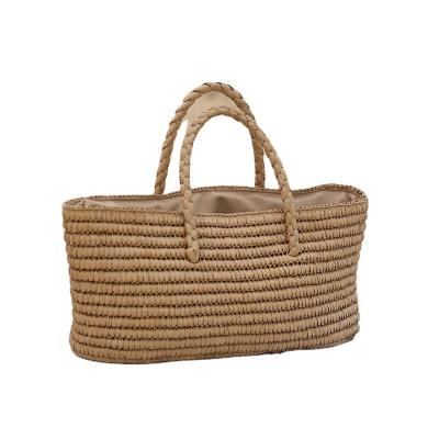 China Fashion Amazon Hot Selling In Stock Custom Woven Straw Bucket Bag Women Basket Large Capacity Beach Bag for sale