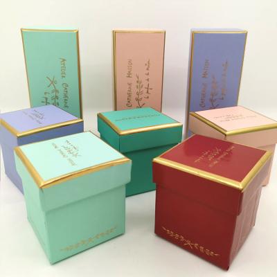 China Recyclable Luxury Small Lid &Base White Art Box For Candle Box Gift With Glod Foiled Stamping for sale