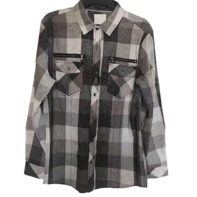 China Custom Everyday Life Mens Flannel Shirts White And Black Stripe Shirt Mens Plaid Shirt Light Long Sleeve for sale