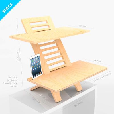 China (Size) Lap Desk Height Adjustable KD Structure Adjustable Two-Tier Wooden Desk for sale