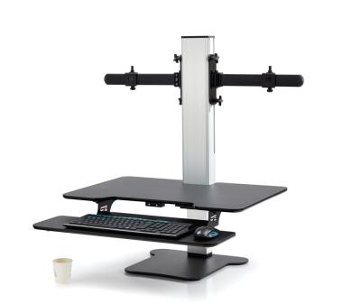 China (Height) Adjustable Electric Sit To Stand Bi-Tier Desktop Double Monitor, Height Adjustable Desktop Converter, Monitor Riser for sale