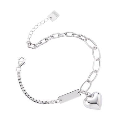 China FASHIONABLE Silver Blow Heart Anklets 925 Heart Shaped Women's Ankle Chain Peach Heart Square Simple Accessories for sale