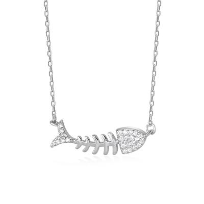 China Latest casual/sporty necklace designs jewelry s925 diamond fishbone necklace clavicle chain for sale