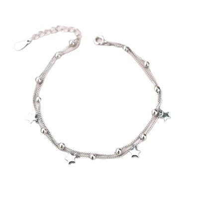 China Trendy Trendy Jewelry Bracelets Designs For Girls Silver Simple And Cool Double Star Jewelry 925 Sterling Bracelet Beads For Bracelet for sale