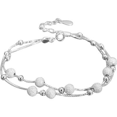 China FASHIONABLE charm bracelet s925 silver gypsophila frosted friendship bead round double-layer bracelet beautiful soft jewelry for sale