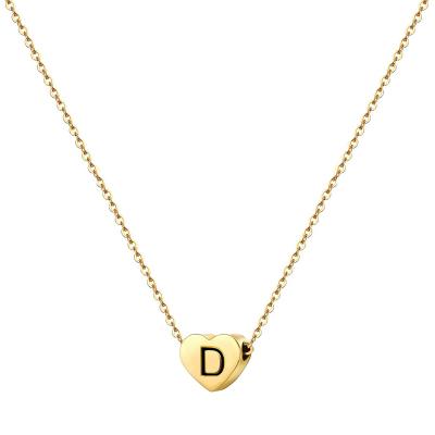 China FASHIONABLE Korean Style Heart Necklace Stainless Steel Initial Letter 26 Gold Plated Pendant Necklace for sale