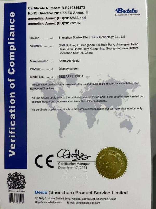 CE - Shenzhen Startek Eletronic Technology Co., Ltd.