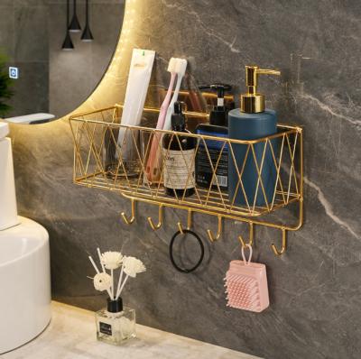 China Large Size Gold Bathroom Shelf Wall Mounted Stocked Bathroom Shelves Iron High Quality Shelf In Bathroom for sale