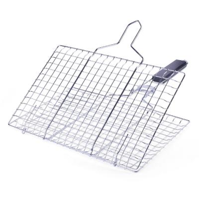 China Detachable BBQ Mesh Folding Stainless Steel Grill Mesh Grill Easily Cleaned Vegetable Basket Grilled Fish Net Clip for sale