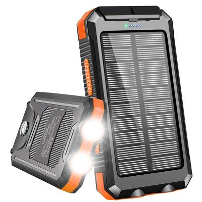 China Fast Charge Support Trending Products Waterproof 20000 Mah Mobile Solar Charger With Dual Led Light for sale