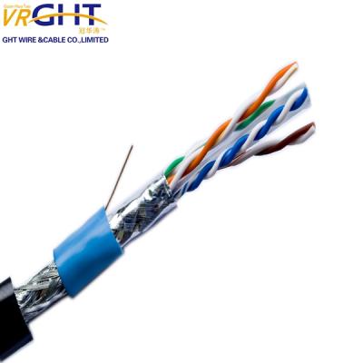 China 99.99% Bare Copper Outdoor Gray O.D., 6.0mm Cat 6 Ethernet SFTP 0.57mmBC 23AWG Cable Te koop