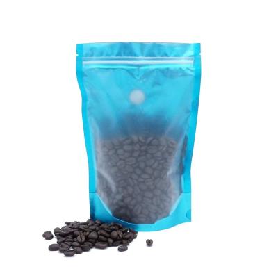 China Custom Logo Flat Bottom Stand Pouch Mylar Bag Biodegradable Packing Coffee Bean Bags Moisture Proof With Valve And Zipper Coffee Packaging for sale